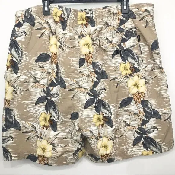 Tommy Bahama Tan Tropical Print Swim Trunks - Picture 2 of 13